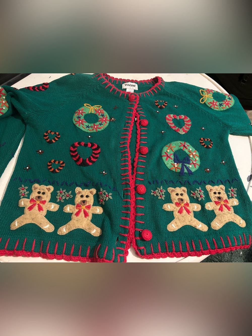 Vtg  Holiday Cardigan Sweater